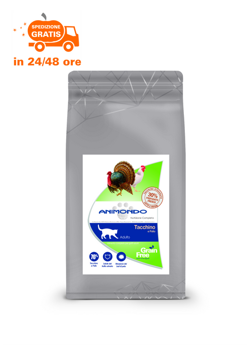 Crocchette gatto adulto Sterilizzato - Grain Free – Tacchino e pollo 1,5 kg- Animondo