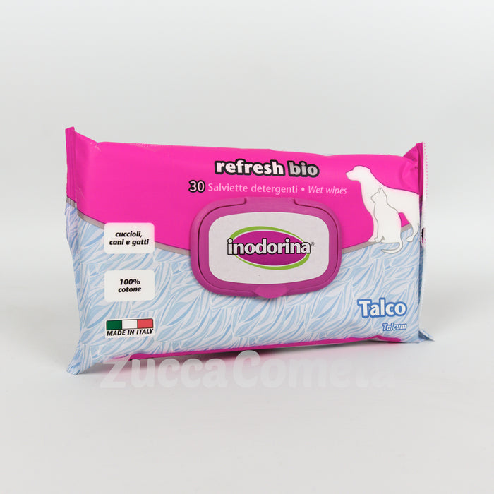 Salviette biodegradabili per animali domestici Refresh Bio - Talco - Inodorina