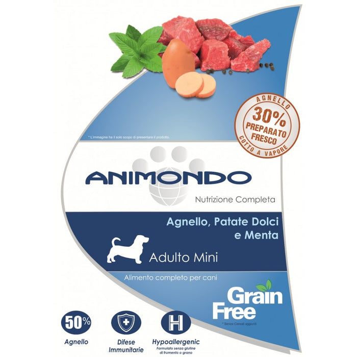 Crocchette cane adulto mini Grain Free - Agnello con Patate dolci e Menta 2/6 kg - Animondo