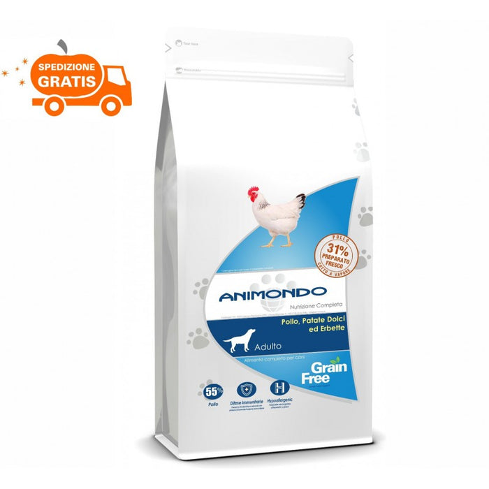 Crocchette cane adulto Grain Free - Pollo, Patate dolci e Carote 2/6 kg - Animondo