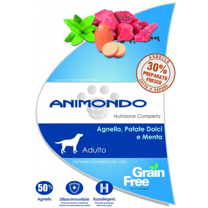 Crocchette cane adulto Grain Free - Agnello con Patate dolci e Menta 2/6 kg- Animondo